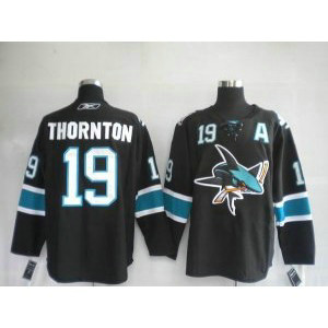 NHL Sharks 19 Joe Thornton Black Cheap Men Jersey