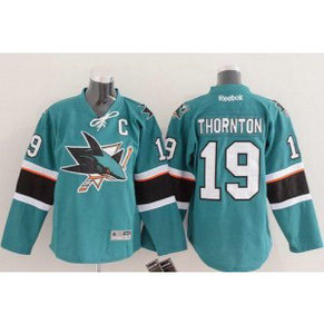 NHL Sharks 19 Joe Thornton Green Youth Jersey