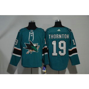 NHL Sharks 19 Joe Thornton Teal Adidas Men Jersey