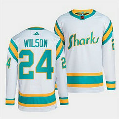 NHL Sharks 24 Doug Wilson White 2022-23 Retro Adidas Men Jersey