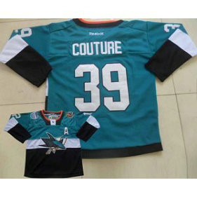 NHL Sharks 39 Logan Couture Teal-Black 2015 Stadium Series Men Jersey
