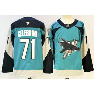 NHL Sharks 71 Macklin Celebrini 2025 New Men Jersey