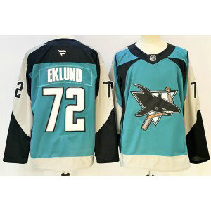 NHL Sharks 72 Eklund Blue New Men New Jersey