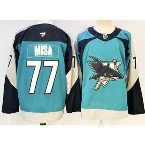 NHL Sharks 77 Misa Blue 2025 New Men Jersey