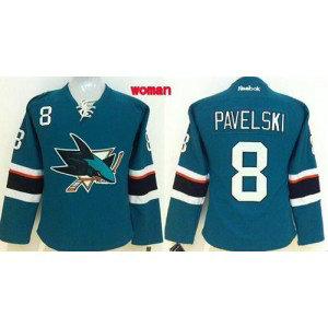 NHL Sharks 8 Joe Pavelski Teal Home Women Jersey
