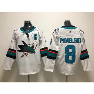 NHL Sharks 8 Joe Pavelski White Adidas Men Jersey