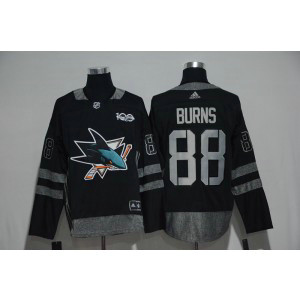 NHL Sharks 88 Brent Burns Black 100th Anniversary Season Men Jersey