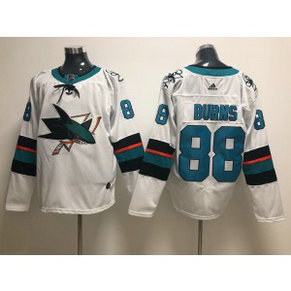NHL Sharks 88 Brent Burns White Adidas Men Jersey