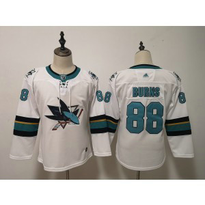 NHL Sharks 88 Brent Burns White Adidas Youth Jersey
