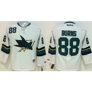 NHL Sharks 88 Brent Burns White Youth Jersey