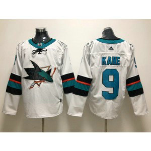 NHL Sharks 9 Evander Kane White Adidas Men Jersey