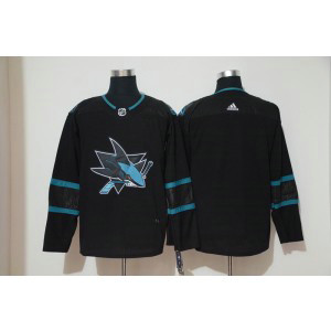 NHL Sharks Blank Black Adidas Men Jersey