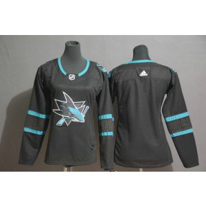 NHL Sharks Blank Black Adidas Women Jersey