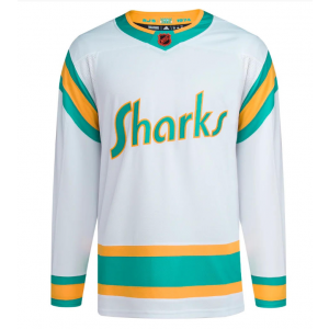 NHL Sharks Blank White 2022-23 Retro Adidas Men Jersey