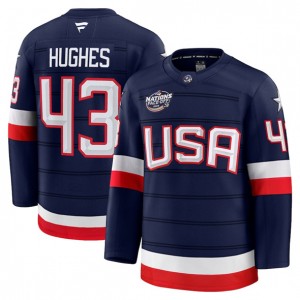 NHL USA 43 Quinn Hughes Navy 2025 4 Nations Nations Men Jersey