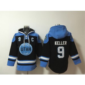 NHL Utah Hockey Club 9 Clayton Keller Black Blue Ageless Must Have Pullover Hoodie