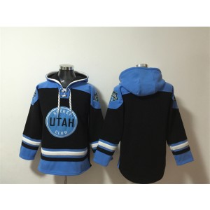 NHL Utah Hockey Club Blank Black Blue Ageless Must-Have Lace-Up Pullover Hoodie