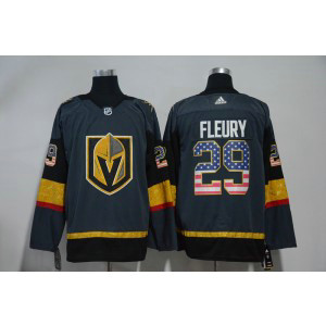NHL Vegas Golden Knights 29 Marc-Andre Fleury Gray USA Flag Adidas Men Jersey