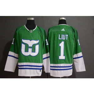 NHL Whalers 1 Mike Liut Green Adidas Men Jersey