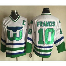 NHL Whalers 10 Ron Francis White CCM Throwback Men Jersey