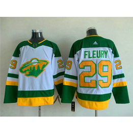 NHL Wild 29 Marc Andre Fleury White Green Adidas Men Jersey