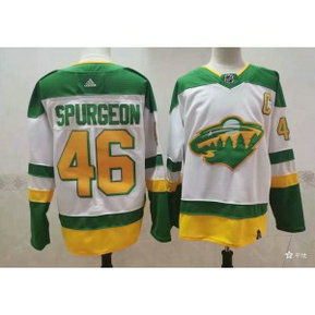 NHL Wild 46 Jared Spurgeon White Adidas Men Jersey