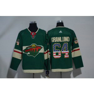 NHL Wild 64 Mikael Granlund Green USA Flag Adidas Men Jersey
