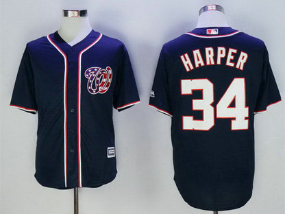 Nationals 34 Bryce Harper Navy New Cool Base Jersey