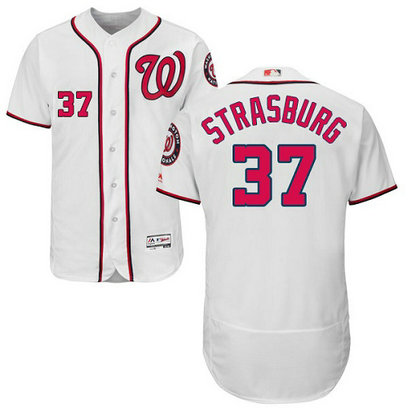 Nationals 37 Stephen Strasburg White Flexbase Jersey