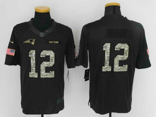 New England Patriots #12 Tom Brady Anthracite Salute To Service Limited Jersey