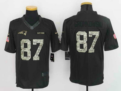 New England Patriots #87 Rob Gronkowski Anthracite Salute To Service Limited Jersey