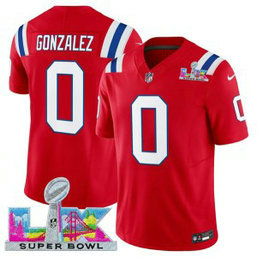 New England Patriots 0 Christian Gonzalez Red 2026 Super Bowl LX F.U.S.E. Vapor Limited Men Jersey