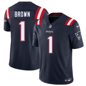 New England Patriots 1 A.J. Brown Navy F.U.S.E. Vapor Limited Men Jersey New England Patriots 1 A.J. Brown Navy F.U.S.E. Vapor Limited Men Jersey