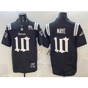 New England Patriots 10 Maye Black 6X Champion F.U.S.E. Vapor Limited Men Jersey