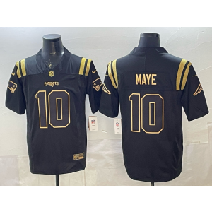 New England Patriots 10 Maye Black Gold F.U.S.E. Vapor Limited Men Jersey