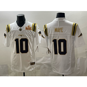 New England Patriots 10 Maye White Gold 2026 Super Bowl LX F.U.S.E. Vapor Limited Men Jersey