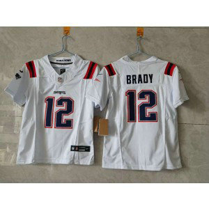 New England Patriots 12 Brady White F.U.S.E. Vapor Limited Youth Jersey