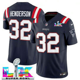 New England Patriots 32 TreVeyon Henderson Navy 2026 Super Bowl LX F.U.S.E. Vapor Limited Men Jersey
