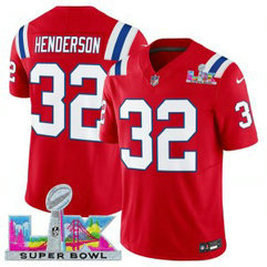 New England Patriots 32 TreVeyon Henderson Red 2026 Super Bowl LX F.U.S.E. Vapor Limited Men Jersey