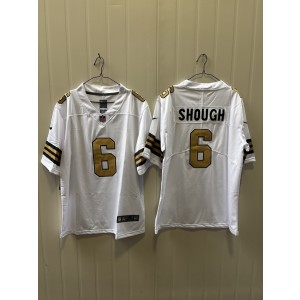 New Orleans Saints 6 Tyler Shough White Gold Vapor Limited Men Jersey