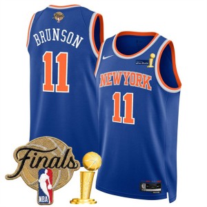 New Yok Knicks 11 Jalen Brunson Blue 2026 Finals & Champions Patches Jersey