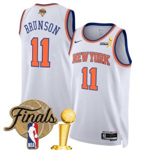 New Yok Knicks 11 Jalen Brunson White 2026 Finals & Champions Patches Jersey