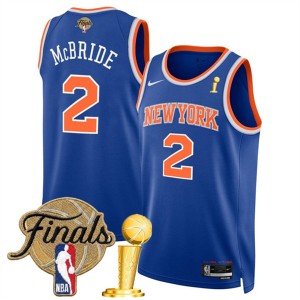 New Yok Knicks 2 Miles McBride Blue 2026 Finals & Champions Patches Jersey