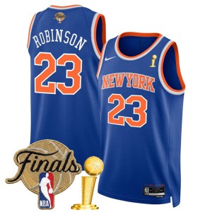 New Yok Knicks 23 Mitchell Robinson Blue 2026 Finals & Champions Patches Jersey
