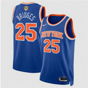 New Yok Knicks 25 Mikal Bridges Blue 2026 Finals Patch Icon Edition Men Jersey