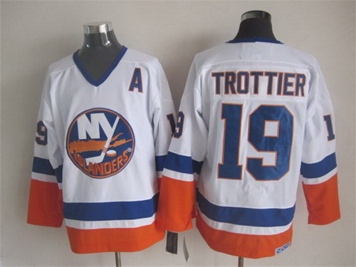 New York Islanders #19 Bryan Trottier White Throwback CCM Jersey