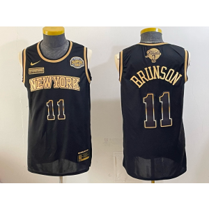 New York Knicks 11 Brunson Black Gold Finals & Champions Men Jersey