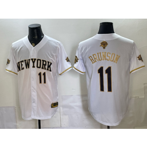New York Knicks 11 Brunson White Gold Finals Baseball Vapor Limited Men Jersey New York Knicks 11 Brunson White Gold Finals Baseball Vapor Limited Men Jersey