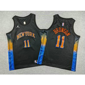New York Knicks 11 Jalen Brunson Black Youth Jersey