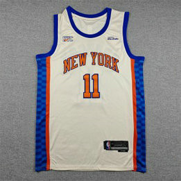 New York Knicks 11 Jalen Brunson Cream City Men Jersey